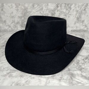 Akubra Snowy River Western Fedora Fur Felt Cowboy Black Hat Size 59 (US 7 3/8)